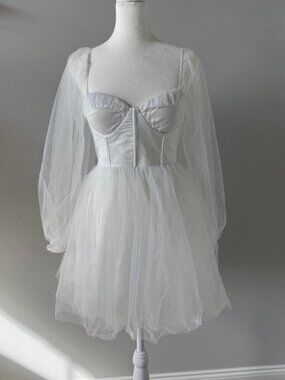 Hello Molly White Structured Mini Dress